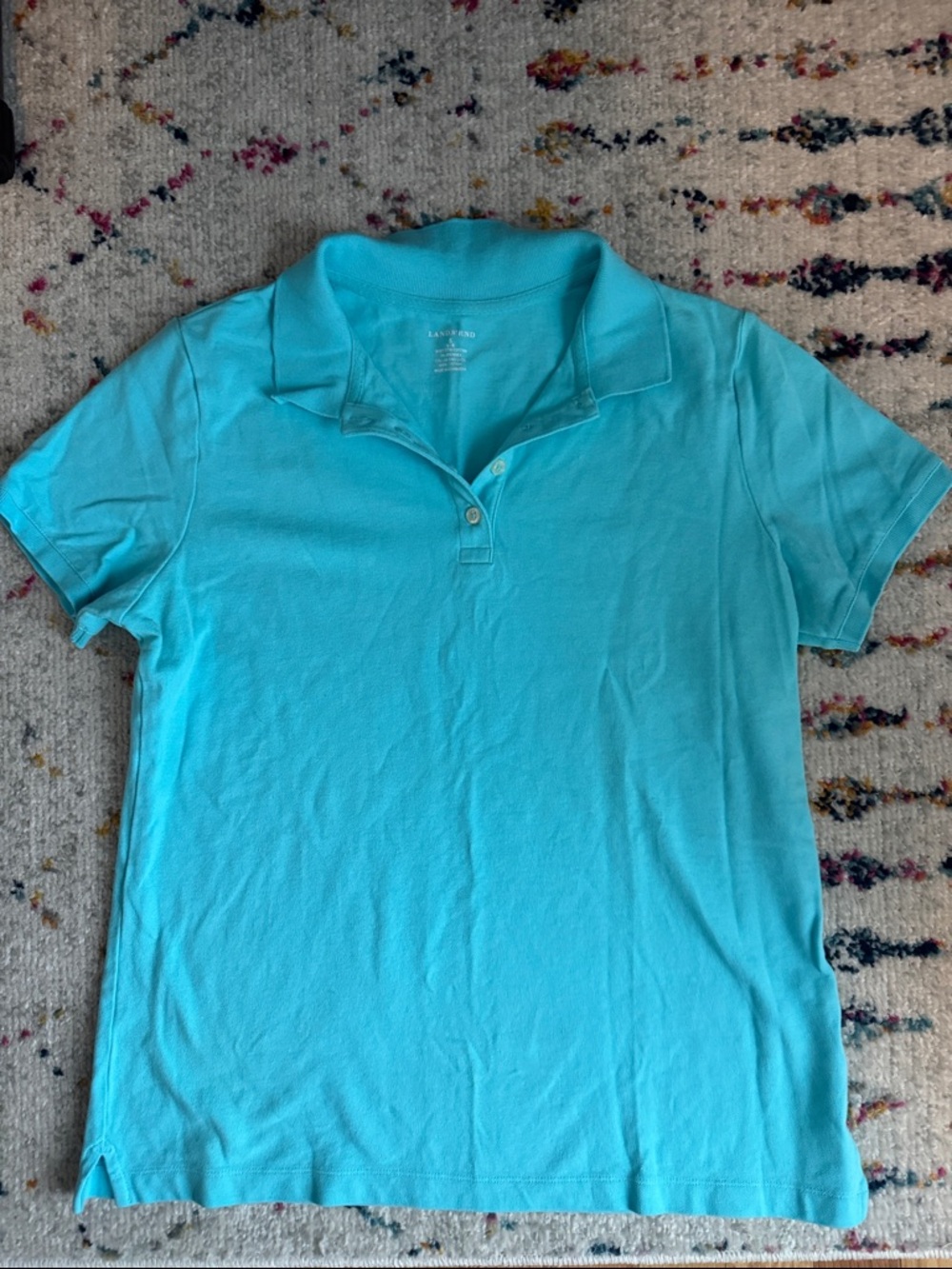 Lands’ End women’s aqua polo shirt excellent used condition size small
